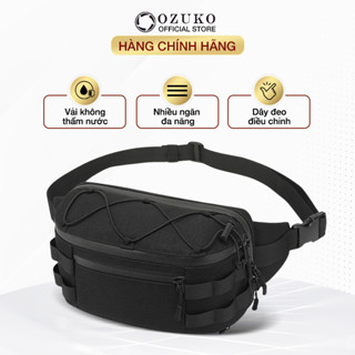Túi đeo chéo nam nữ unisex OZUKO 9340 túi bao tử đeo hông phối dây phong cách vải Oxford cao cấp chống nước