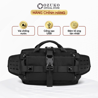 Túi đeo chéo bao tử unisex OZUKO 9450 túi đeo hông du lịch thể thao sức chứa lớn vải Oxford chống nước