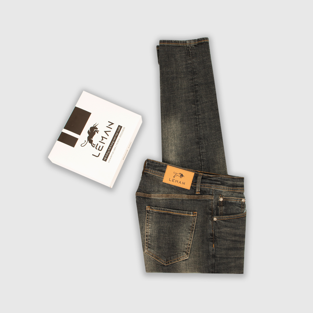 Quần Jean nam Leman xanh wash bụi JD11 - Slim Form [Full Box, Chính Hãng]