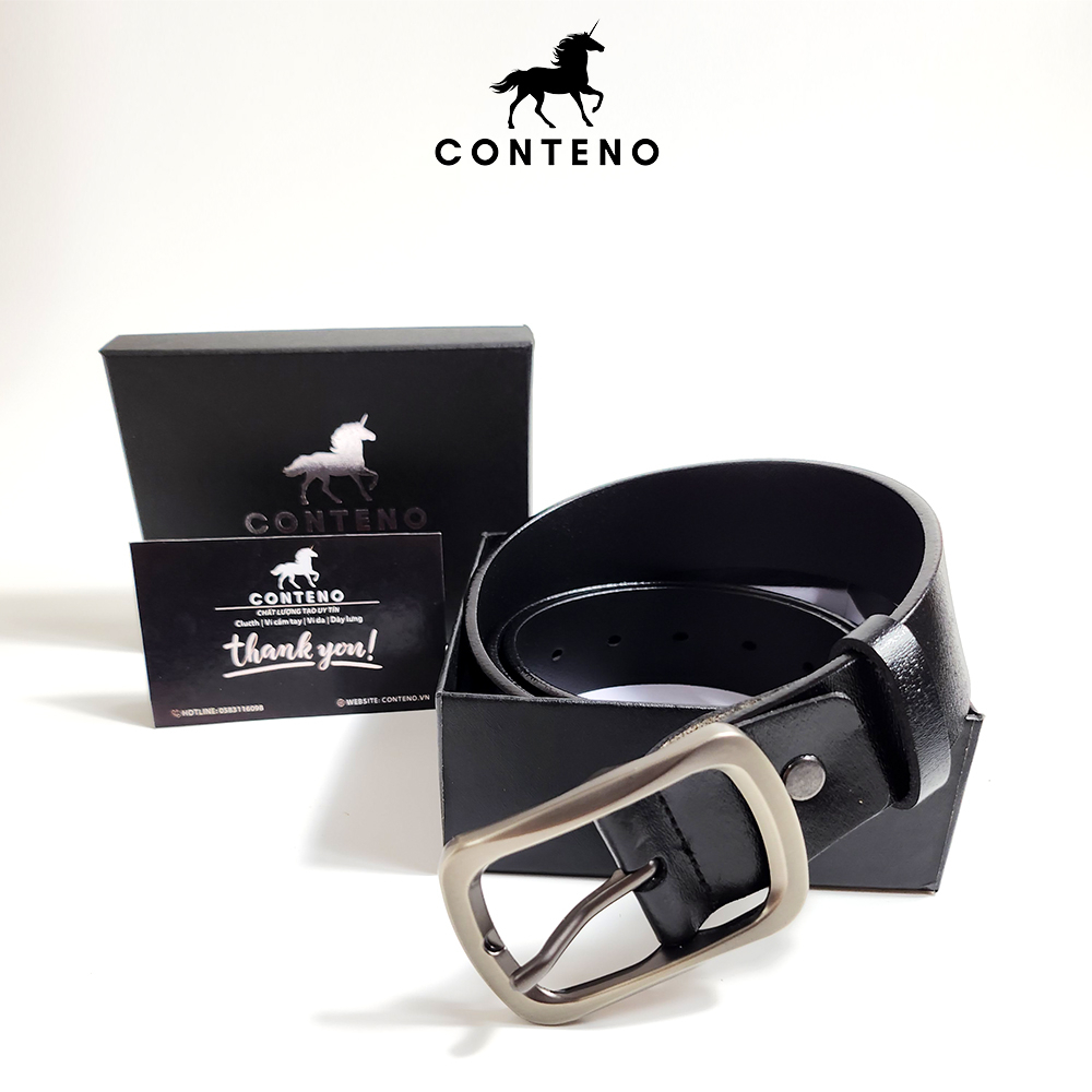 Thắt lưng nam da bò thật nguyên tấm dây nịt nam cao cấp Conteno-V5592
