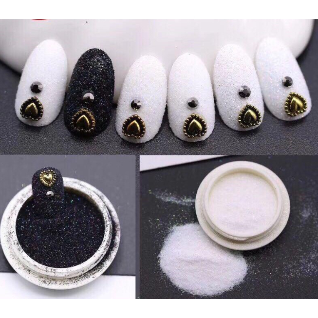 Nhũ rắc kim cương tinh thể đen trắng, màu sắc - Phụ kiện trang trí móng tay