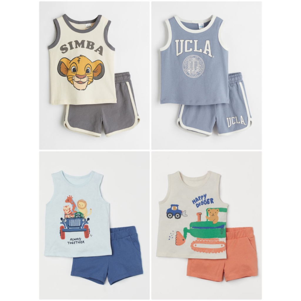 Bộ Ba Lỗ Cho Bé Trai Bé Gái HM Chuẩn Auth Cotton Mát, Siêu Mềm, Mặc Nhà, Bộ Hè