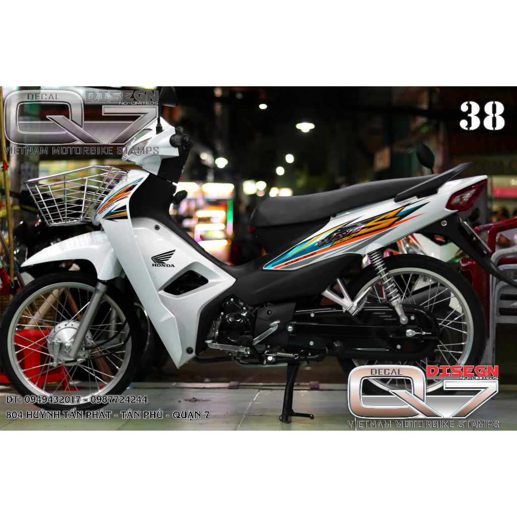 Tem rời WAVE A 110 - trắng xanh - decalq7