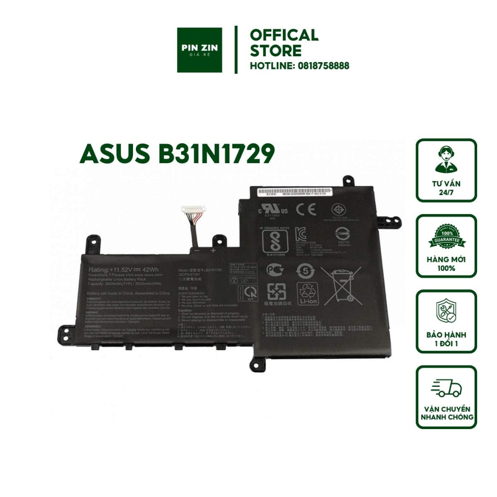 [PIN ZIN NEW ] Pin MÁY TÍNH XÁCH TAY Asus Vivobook S15 S530F S530UA S530UN B31N1729 Battery ZIN