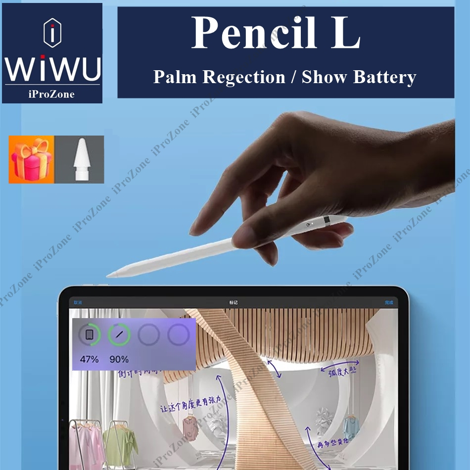 Bút cảm ứng chống tì tay WIWU Pencil L chuyên dụng cho IPad Gen 10 2022 / Pro 11 , 12.9 in / IPad Air 4 /5 , Gen 9 10.2