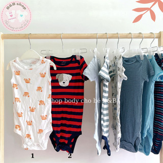 Body chip xuất dư Cambodia chất cotton cho bé sơ sinh và bé trai bé gái, bodysuit Carter cho bé