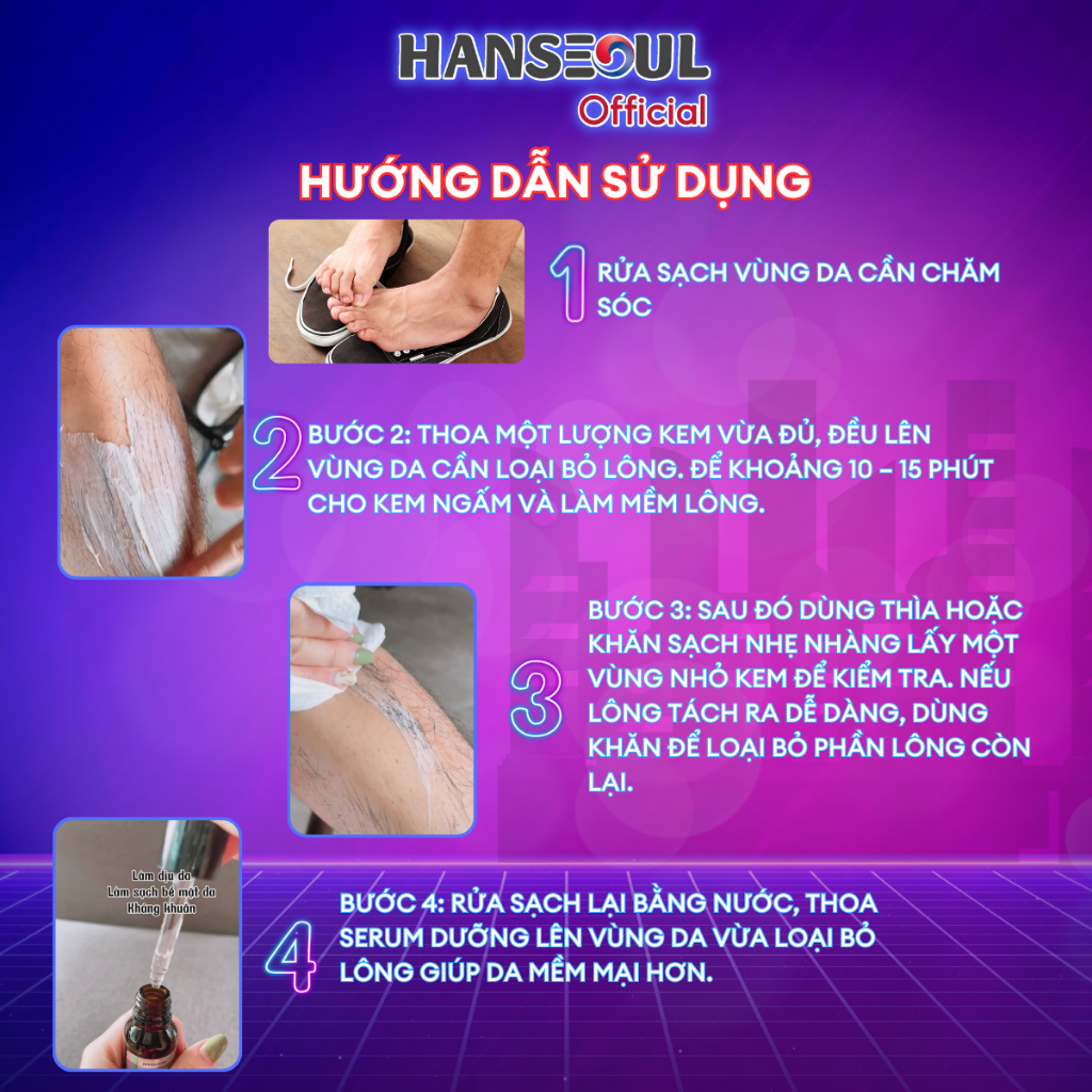 Combo kem tẩy lông HAIR REMOVAL CREAM và serum SMOOTHING thương hiệu Hanseoul