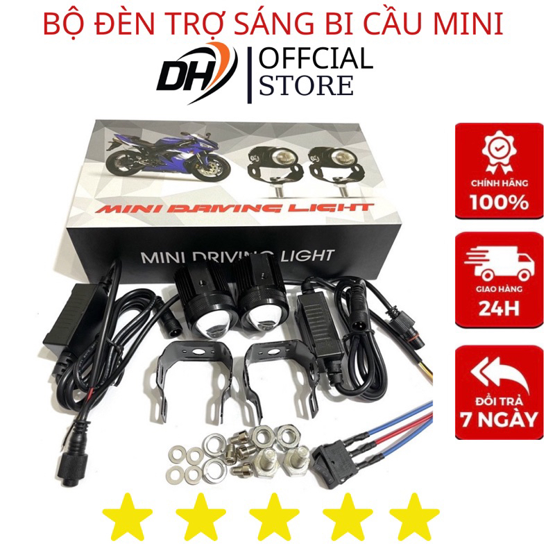 Bộ Đèn trợ Sáng Mini Bi Cầu Siêu Sáng Lắp Đặt Chế Mọi Dòng Xe Tặng Kèm Công Tắc.