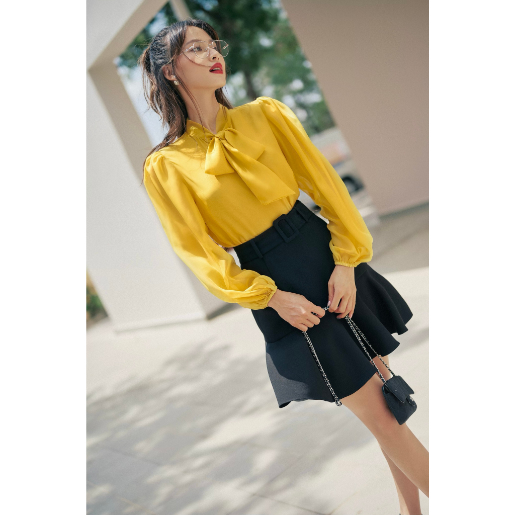 Áo sơ mi vàng chanh HUONG BOUTIQUE BSSM19 thanh lịch, trẻ trung, hottrend 2022