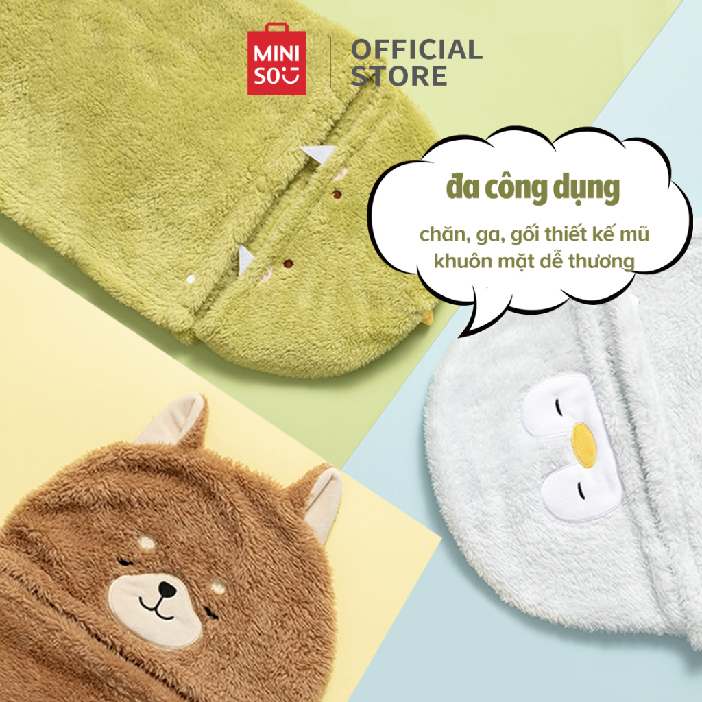 Chăn choàng MINISO chăn trùm đầu mền có nón chăn văn phòng phong cách động vật dễ thương