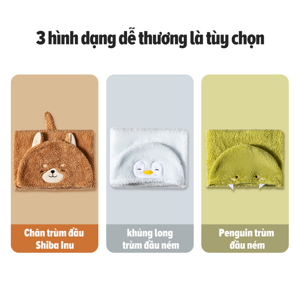 Chăn choàng MINISO chăn trùm đầu mền có nón chăn văn phòng phong cách động vật dễ thương