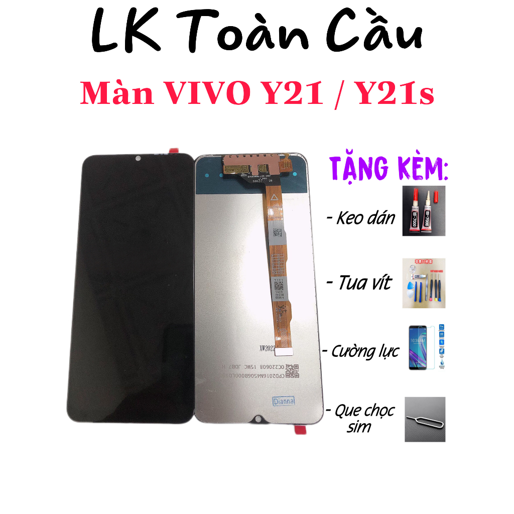 Màn hình VIVO Y21 / Y21S zin new hãng Full bộ màu đen Bảo hành 3 tháng Tặng kèm Tua vít+cường lực+keo dán màn_que chọc s