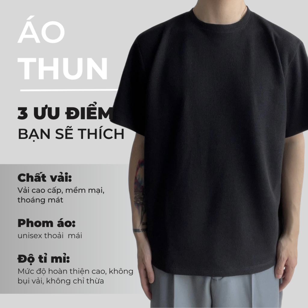 Áo thun nam tay lỡ form rộng có cổ unisex Hàn Quốc Màu Đen, Trắng ATTO305 Unichic