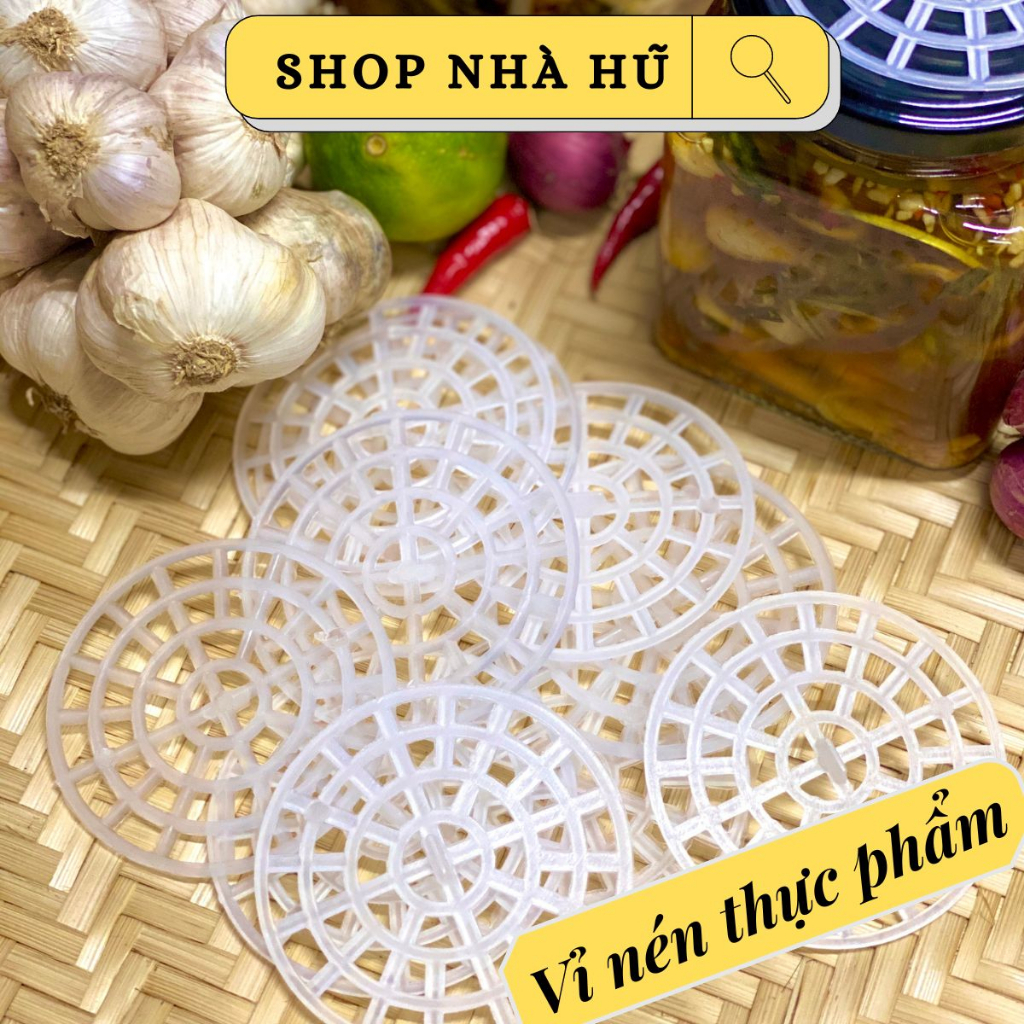5 Vỉ nén muối cà dưa thực phẩm ngâm hành kiệu chanh đào ... miếng nhựa chặn hũ 6.5cm 7cm 8.5cm 11cm