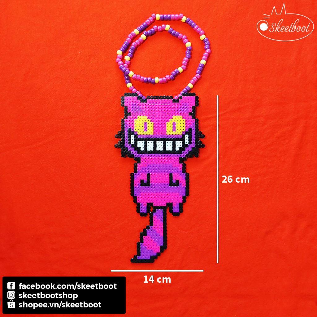 Vòng kandi mèo Cheshire CÓ ĐÈN LED - vòng cổ Alice in wonderland - phụ kiện rave edm festival diy Hà Nội