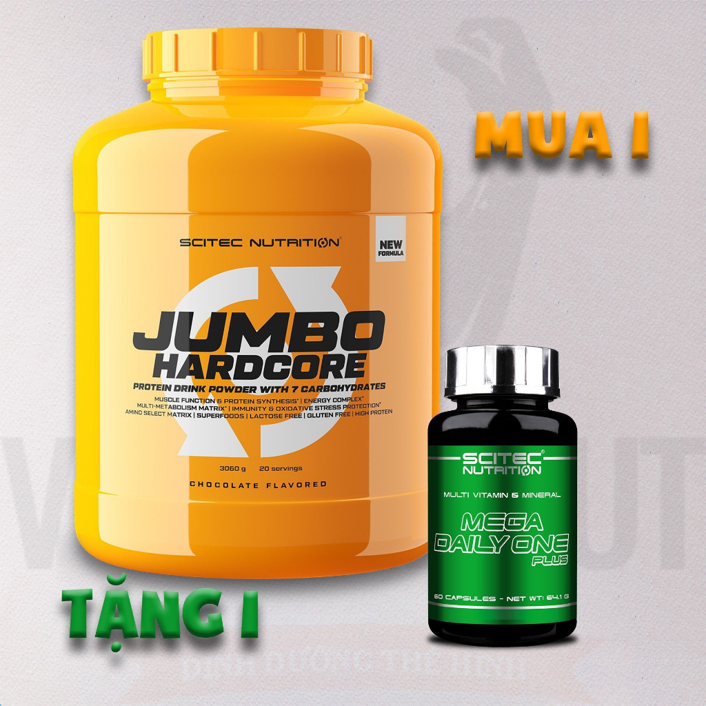 Sữa Tăng Cân, Tăng Cơ Nạc | JUMBO HARCORE 3060G - 22 lần dùng| Mass Tăng Cân Tăng Cơ Nạc Tránh Tích Mỡ |SCITEC NUTRITION