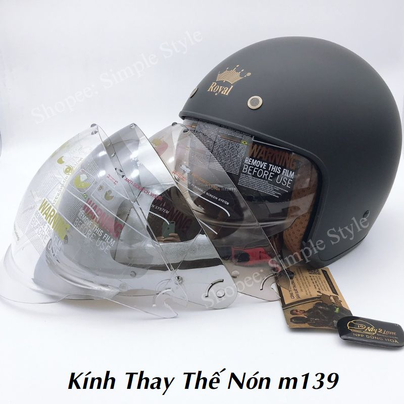 KÍNH ROYAL M139 , Kính âm rời thay thế cho mũ bảo hiểm Royal M139 Kính CHÍNH HÃNG