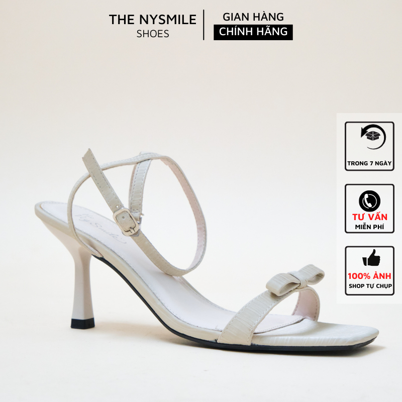 Giày sandal cao gót nữ NySmile 7P gót nhọn nơ ngang - THE NYSMILE - MACCA