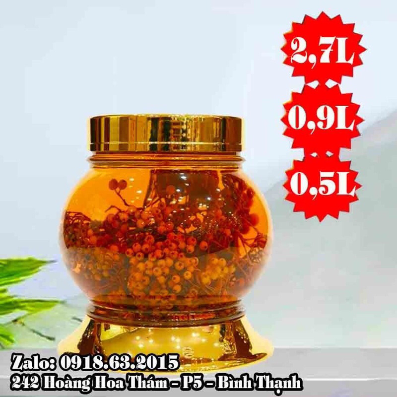 Bình thủy tinh Việt Nam Phú Hòa 0,5L, 0,9L, 2,7L ngâm rượu sâm, Đông trùng hạ thảo, Nấm linh chi