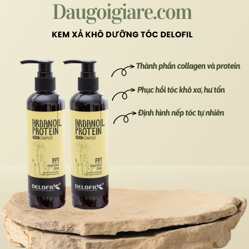 Xả khô Delofil aganoil protein kem dưỡng tóc siêu mềm mượt 260ml giữ nếp tạo kiểu tóc uốn