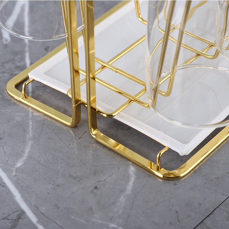 💗FREESHIP💗Khay Úp Cốc, Giá Úp Ly Mạ Vàng Hình Hươu Kèm Khay Hứng Nước ZA62