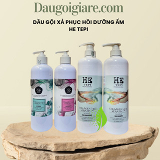 Dầu gội xả Keratin He Tepi 1000ml * 2 phục hồi tái sinh tóc siêu mềm mượt hương nước hoa chuyên dụng cho SALON