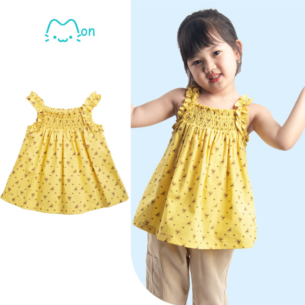 Áo hai dây bé gái, áo hè cho bé gái hoa nhí chất cotton màu sắc tươi sáng,cho bé gái 2-6 tuổi MonBabies A2DG23S07