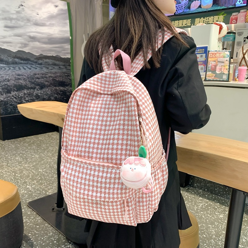 Balo Nữ Họa Tiết Caro Cao Cấp Phong Cách Hàn Quốc Thời Trang KAYLEE KT 43x31x13 cm BLV02