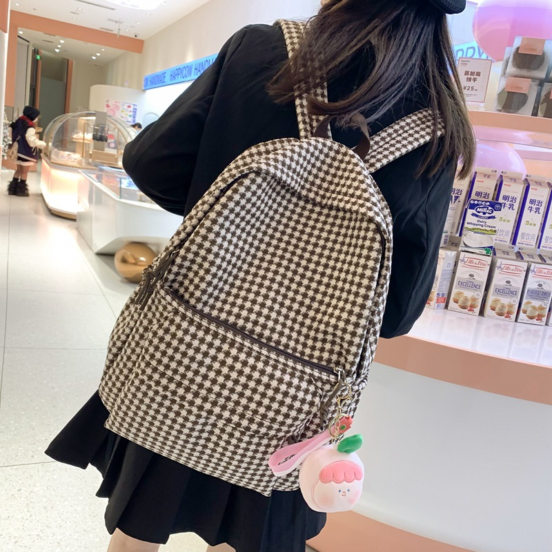 Balo Nữ Họa Tiết Caro Cao Cấp Phong Cách Hàn Quốc Thời Trang KAYLEE KT 43x31x13 cm BLV02