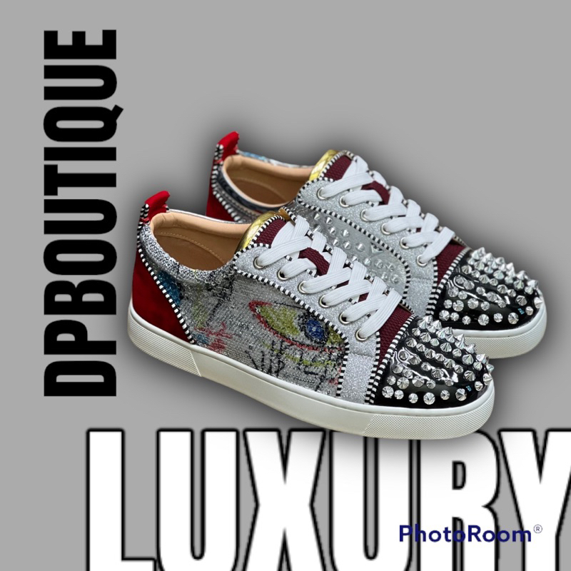- Giày Sneaker L0ub0utin Đinh Hoạ Tiết Gót Nhung Đỏ Cực Chơi, Giày Sneaker Nam L0ub0utin Full Box