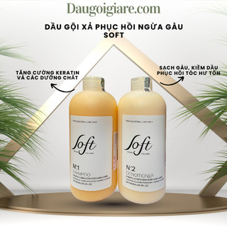 DẦU GỘI DẦU XẢ NGĂN NGỪA GẦU, TÓC BÔNG XÙ, TÓC GÃY PHỤC HỒI TÁI TẠO CẤU TRÚC TÓC SOFT 800ML