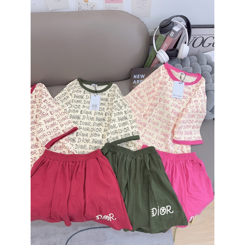 BỘ COTTON PHỐI CHỮ DR TRÀN VIỀN