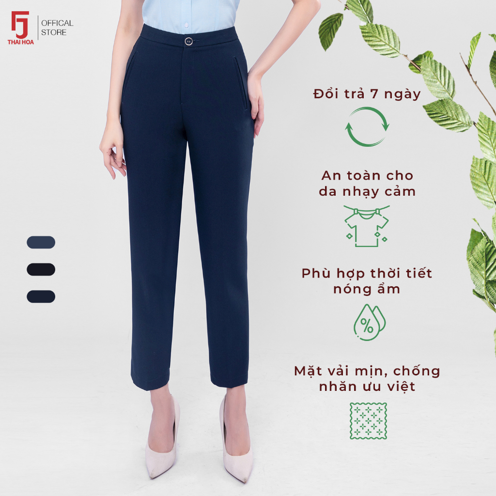 Quần baggy nữ công sở sợi gỗ sồi Thái Hoà QAW1816-R17 (tinh chất 97%)