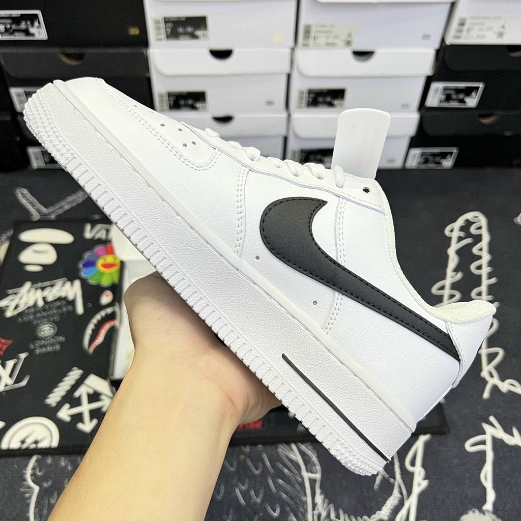 Giày Nike_Trắng móc đen AF1, Giày Air Force 1 Trắng móc đen Nam Nữ Hàng Đẹp Full Box+Bill