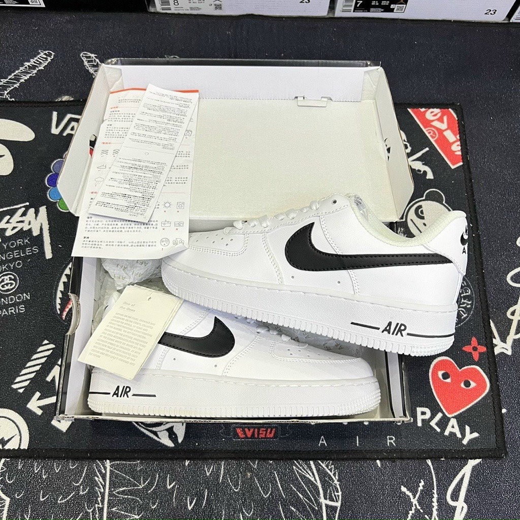 Giày Nike_Trắng móc đen AF1, Giày Air Force 1 Trắng móc đen Nam Nữ Hàng Đẹp Full Box+Bill