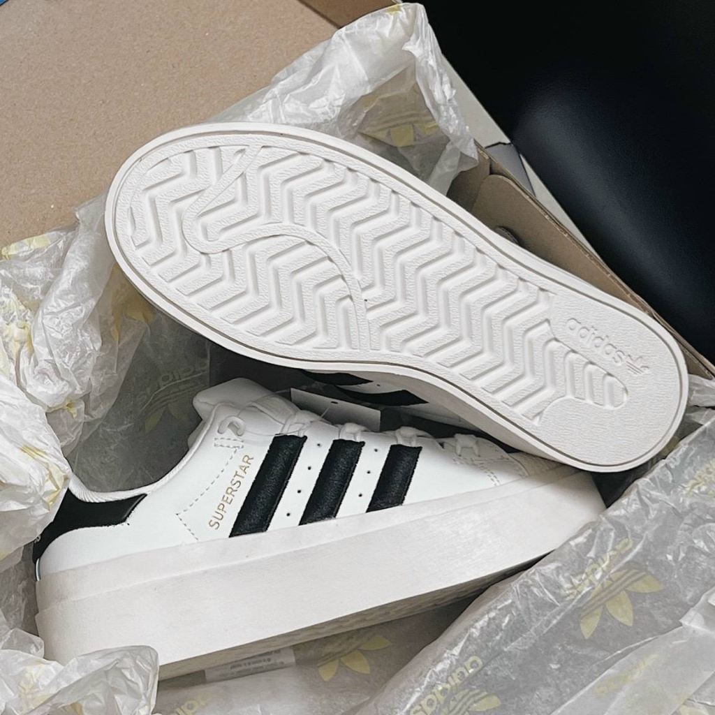 Giày adidas superstar Bonega Cloud White trắng đen mũi vân sò, giày mũi sò độn đế cao mới full box