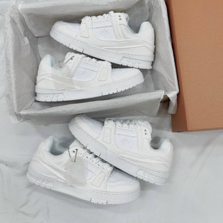Giày lv louis vuitton trainer full white siêu cấp full phụ kiện, giày thể thao lv trắng hot trend 2023