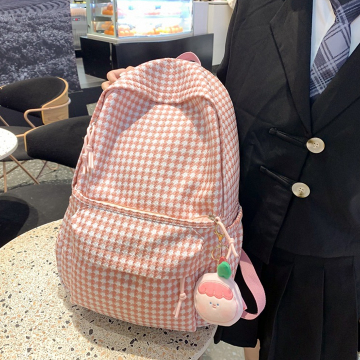 Balo Nữ Họa Tiết Caro Cao Cấp Phong Cách Hàn Quốc Thời Trang KAYLEE KT 43x31x13 cm BLV02