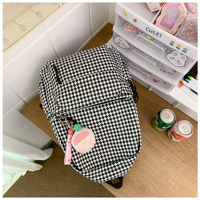 Balo Nữ Họa Tiết Caro Cao Cấp Phong Cách Hàn Quốc Thời Trang KAYLEE KT 43x31x13 cm BLV02