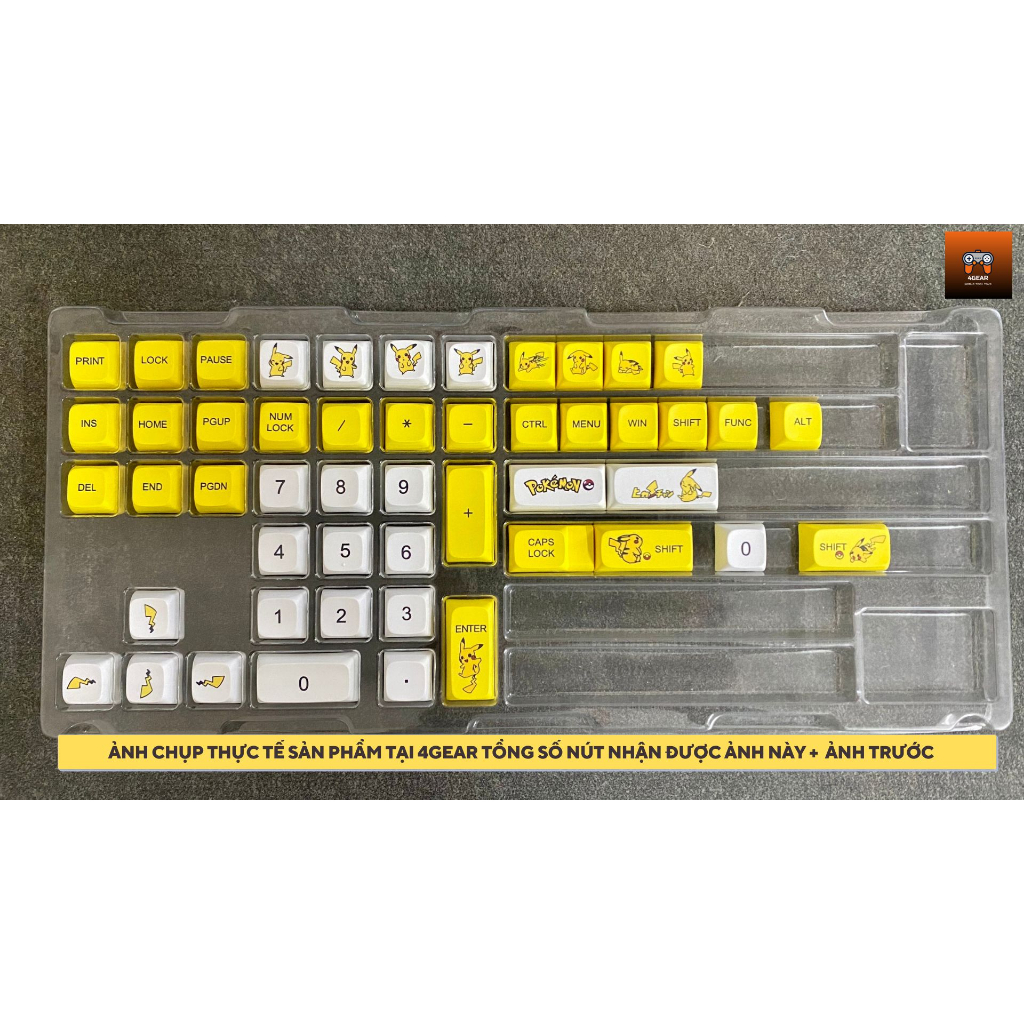 Keycap XDA Pikachu Song ngữ PBT Dyesub 126 phím dành cho bàn phím cơ