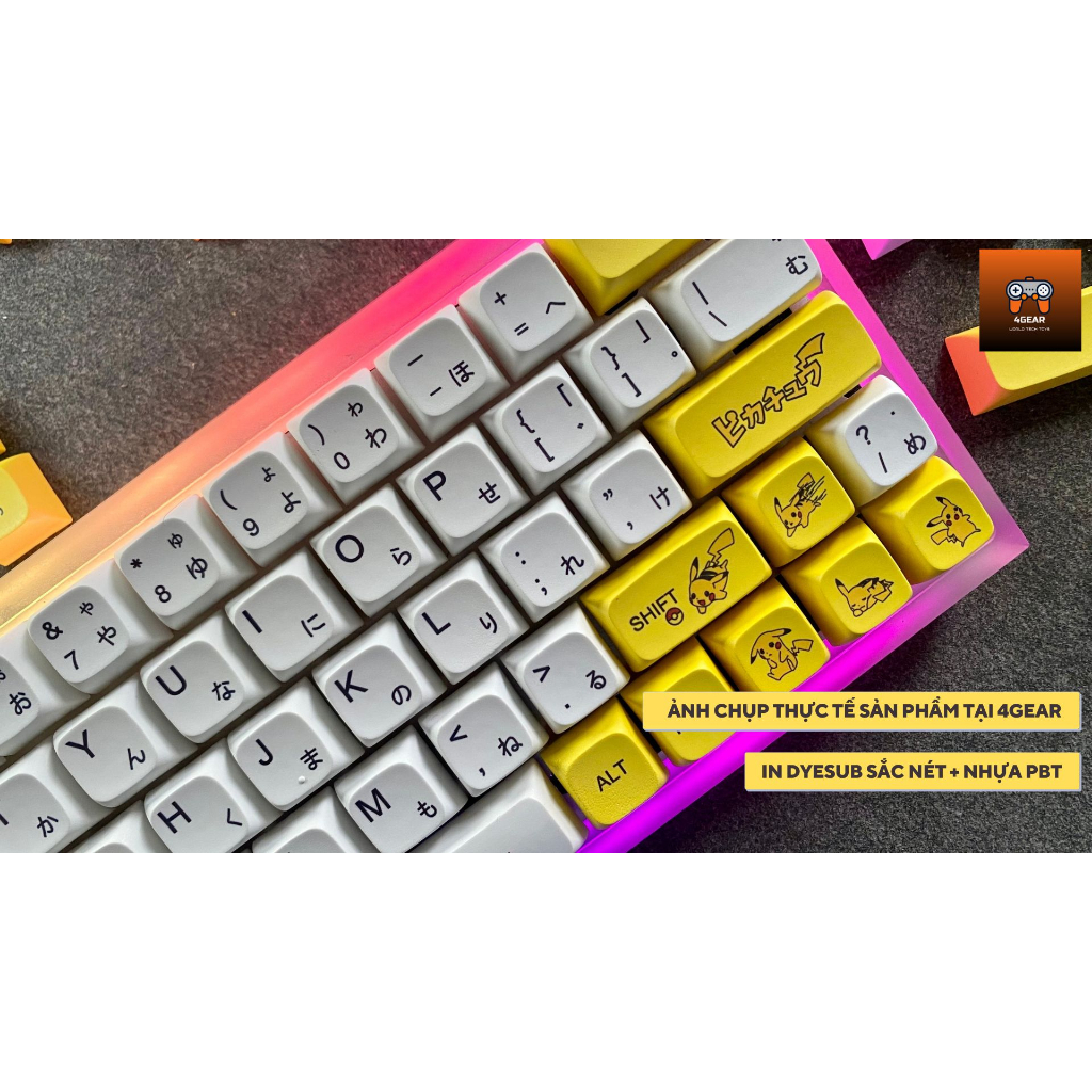 Keycap XDA Pikachu Song ngữ PBT Dyesub 126 phím dành cho bàn phím cơ