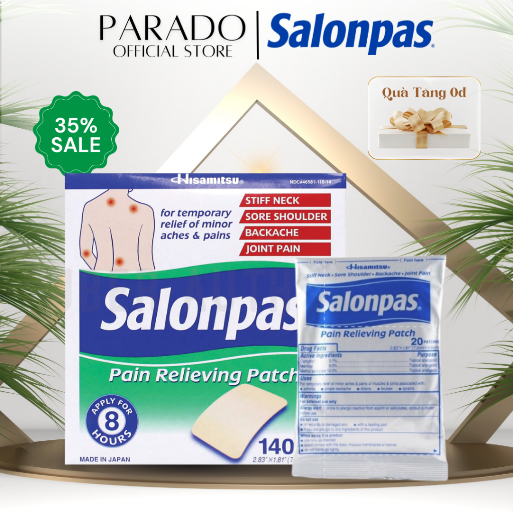 Nguyên Hộp Miếng Dán Salonpas Mỹ 7 GÓI x 20 Miếng