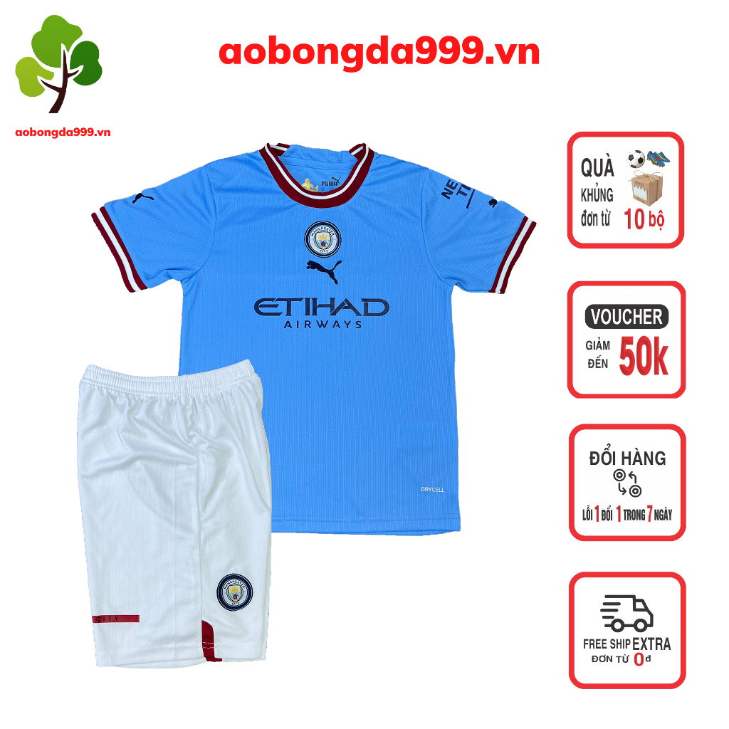 Áo đá bóng trẻ em, áo đá banh clb MC, Manchester city cho bé từ 13- 50kg - aodabong999.vn