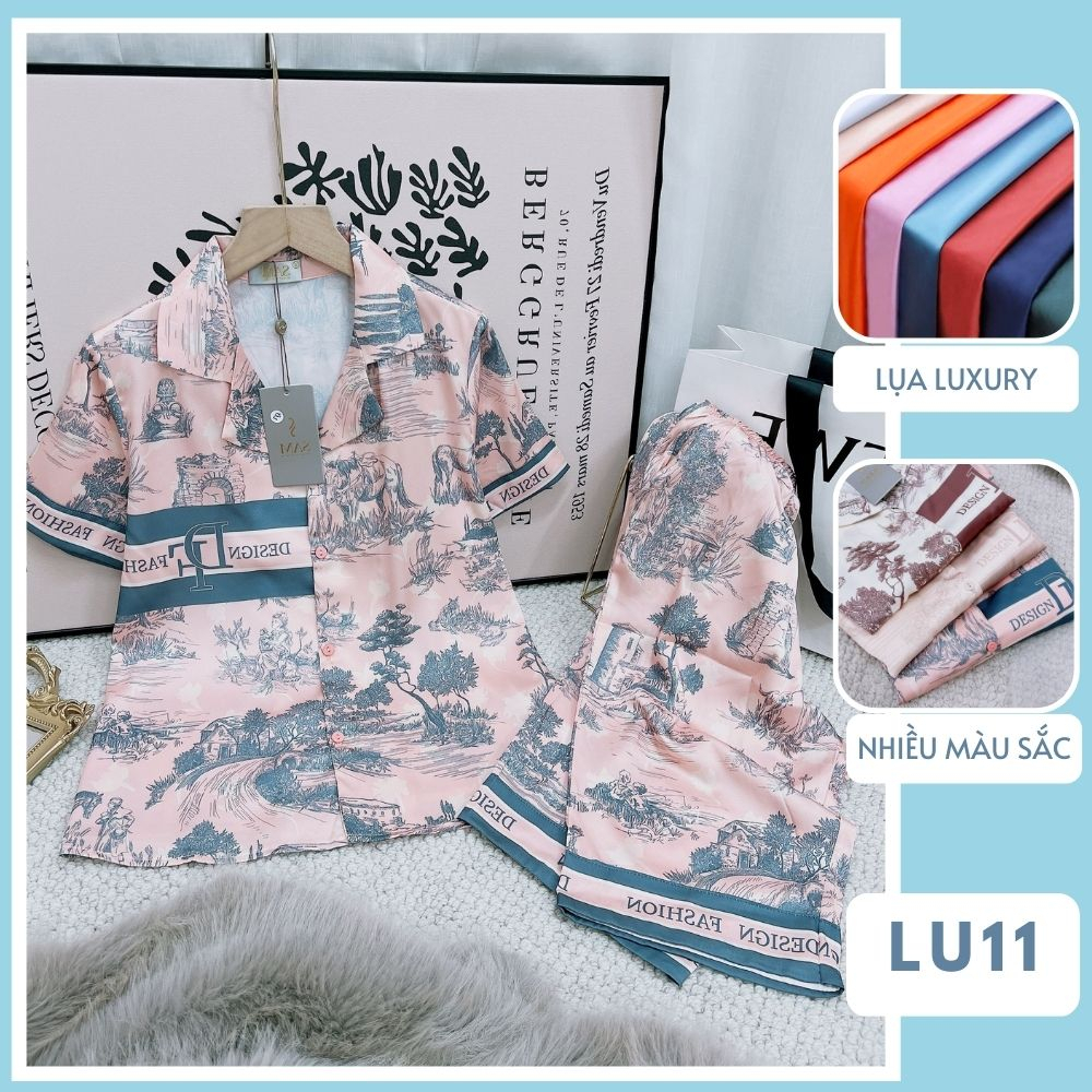 Đồ bộ nữ lụa mặc nhà Sam luxury chất lụa cao cấp dáng lửng thoải mái họa tiết sang trọng
