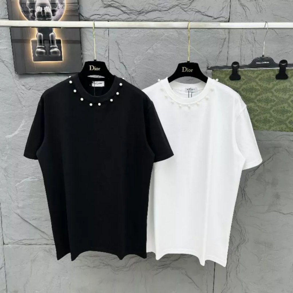 Áo Thun Vòng Cổ Đính Đá ❤ Áo Phông Tay Lỡ Chất Cotton Dày Dặn Nam Nữ NVA07