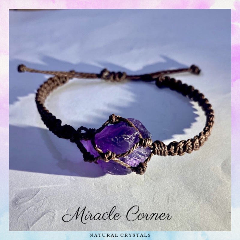 Vòng tay đan macrame đá fluorite tím