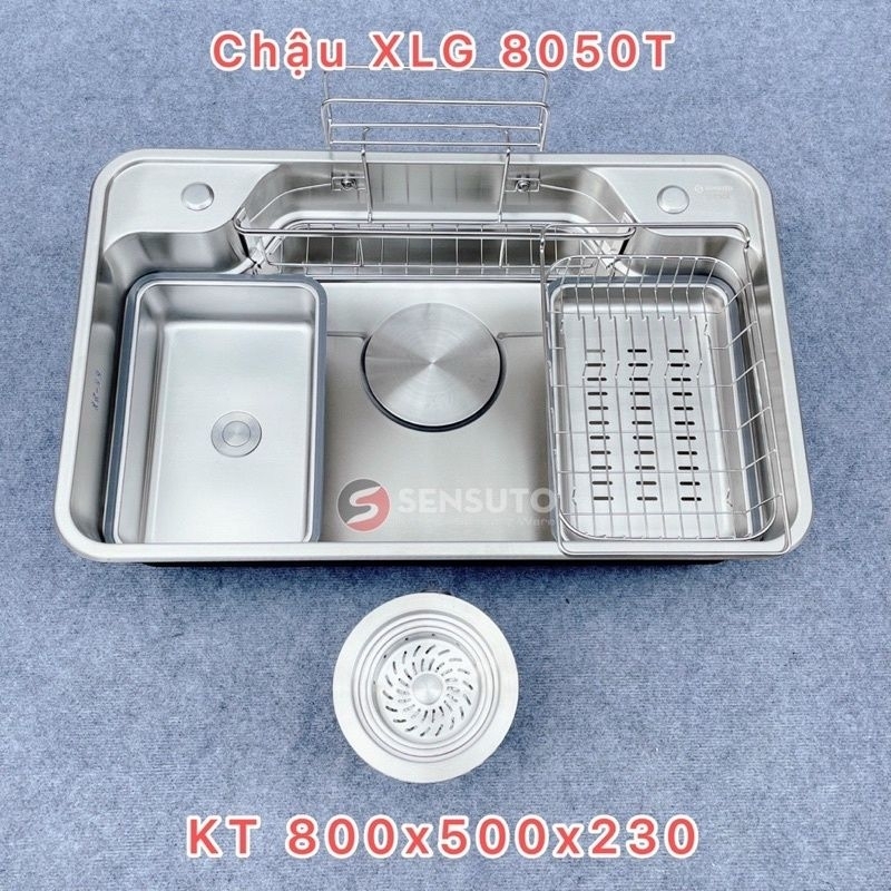 Chậu rửa chén 1 hố lớn inox 304 cao cấp KT 80x50x23 cm