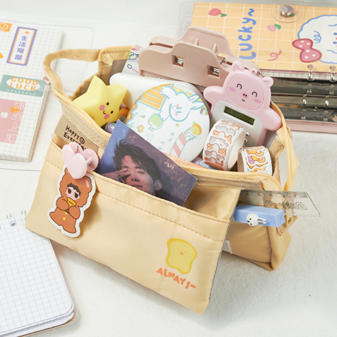 Hộp Bút Vải Nhiều Ngăn Phong Cách Hàn Quốc In Họa Tiết Hoạt Hình Cute, Bóp Viết Vải Dù Đa Năng, Túi Đựng Bút DUHU HBV25