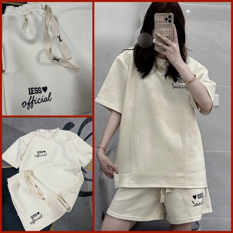 Bộ đùi nữ Set đồ nữ in Chữ 1ESS bộ quần short đùi áo form rộng tay lỡ, sooc phông mặc ở nhà Ulzzang AO19