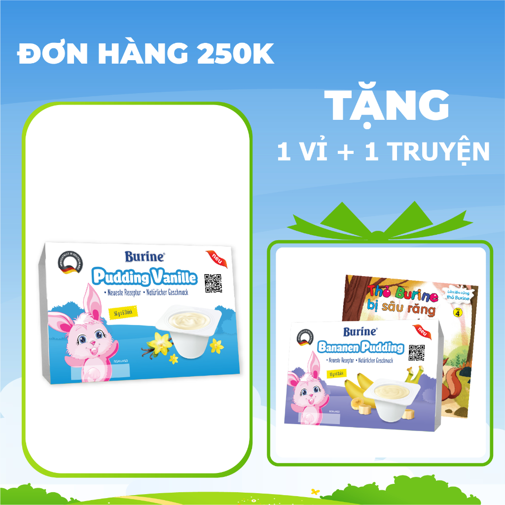 Pudding Ăn Dặm Burine Vị Vani Dành Cho Bé Từ 6 Tháng Tuổi, Giúp Cung Cấp Vitamin, Dưỡng Chất, Bổ Sung Năng Lượng